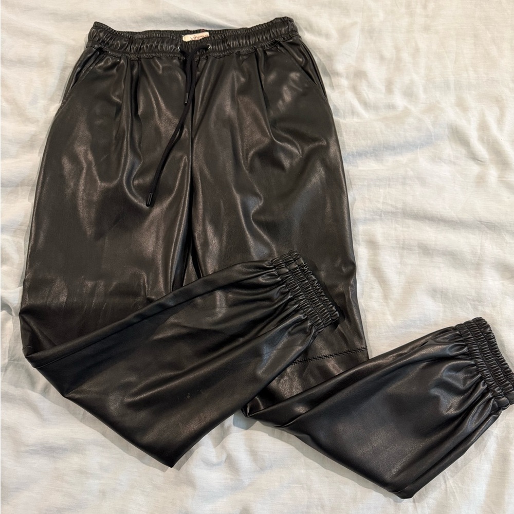 Black Faux Leather Pants - worn once